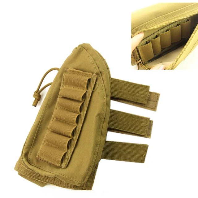 Tactical Shotgun Ammo Pouch Hunting Bullet Pouch 12 Shells Butt Stock
