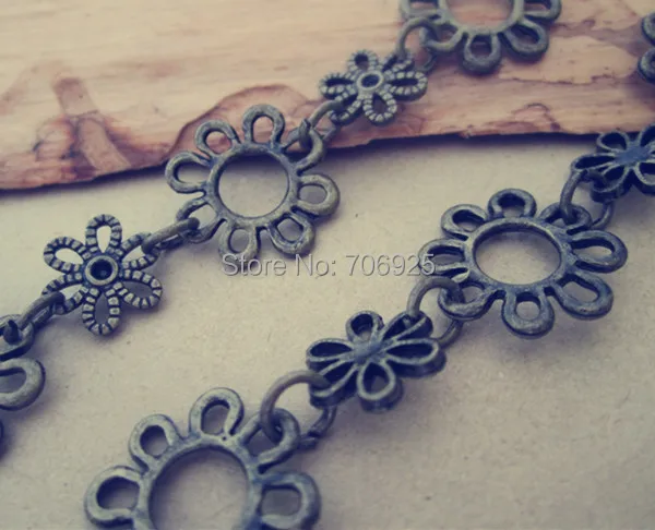 

2.95ft /lot Fancy Antique bronze flower Metal Chain Necklace Chain