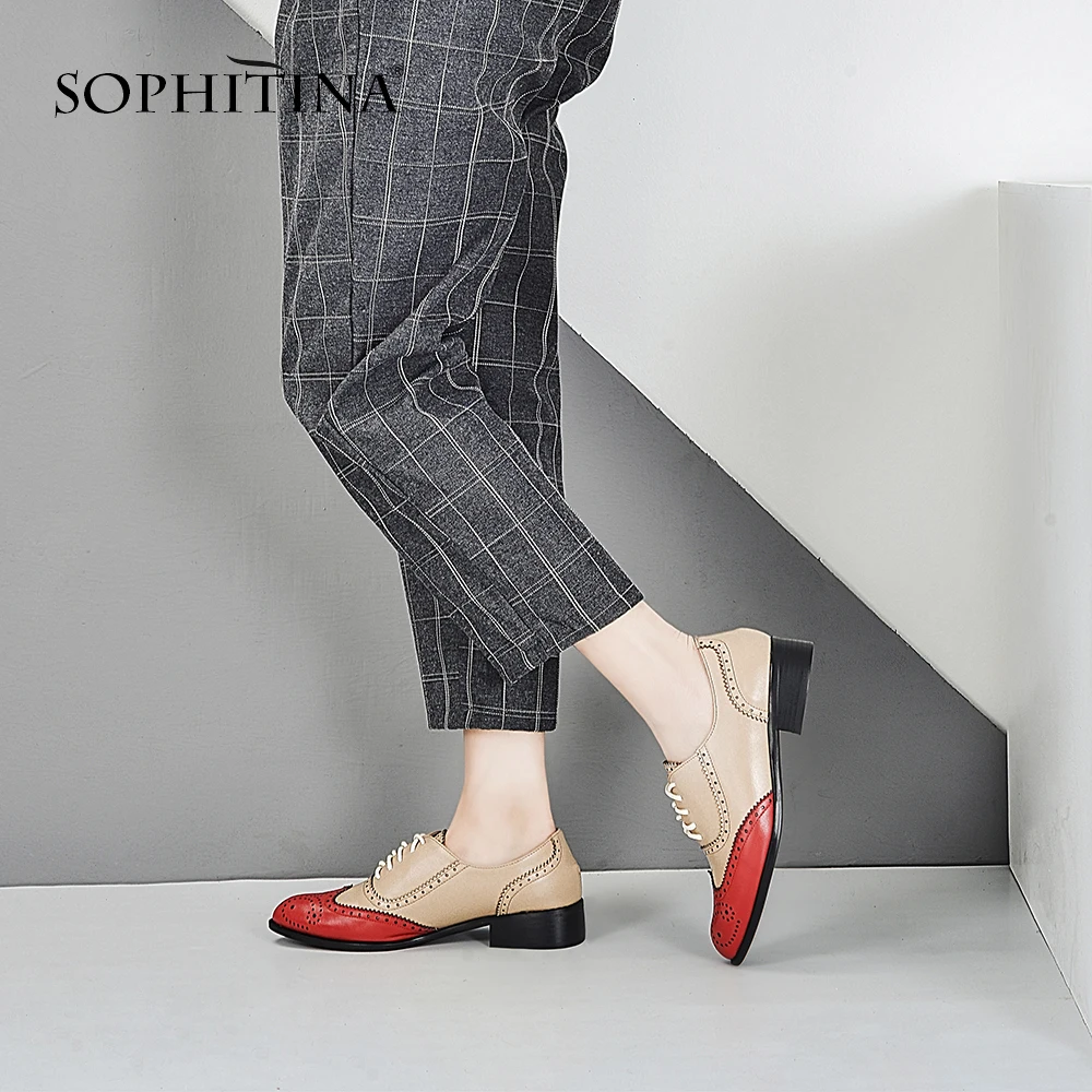 SOPHITINA/Женская обувь с перфорацией типа броги из натуральной кожи Модные