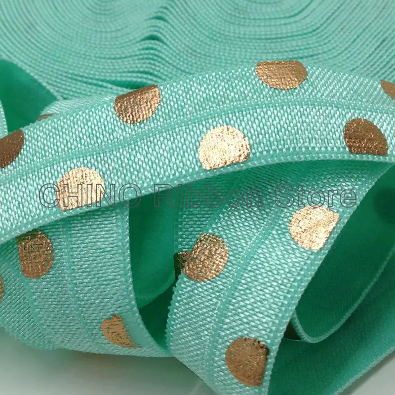 10 yards White Red Pink Yellow Green Polka Dot Dots foldover elastic FOE 5//8/"
