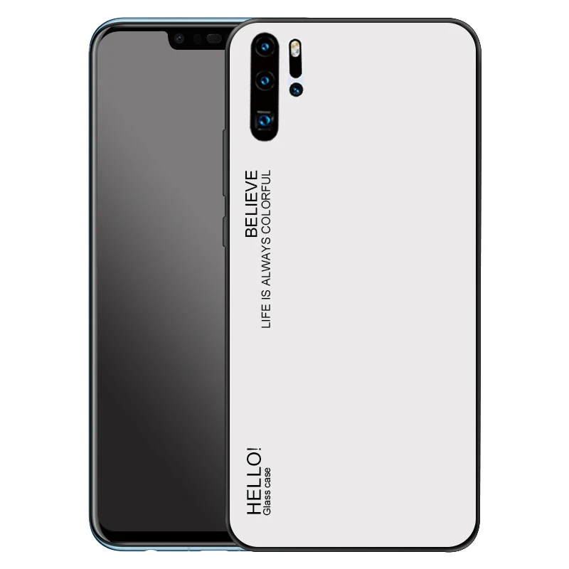 Градиентный телефонный чехол для huawei P Smart плюс Y7 Y6 Prime P30 P20 Lite Стекло крышка чехол для Honor 20 Pro10i 20i 8C 8X 7A 7C - Цвет: White