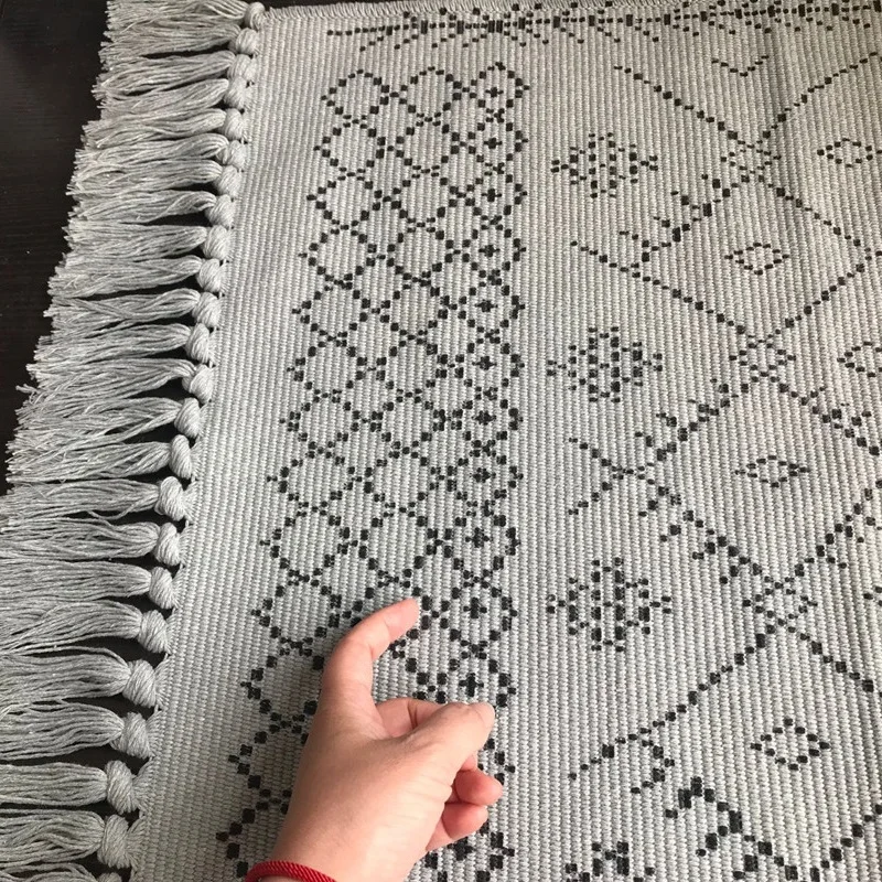 Nordic Bohemian Small Area Rug Cotton Hand Weaving Tassels Printed Mat for Sofa Living Room Window Bedside 60x90 Indian Carpet Nordic Bohemian Small Area Rug Cotton Hand Weaving Tassels Printed Mat for Sofa Living Room Window Bedside 60x90 Indian Carpet