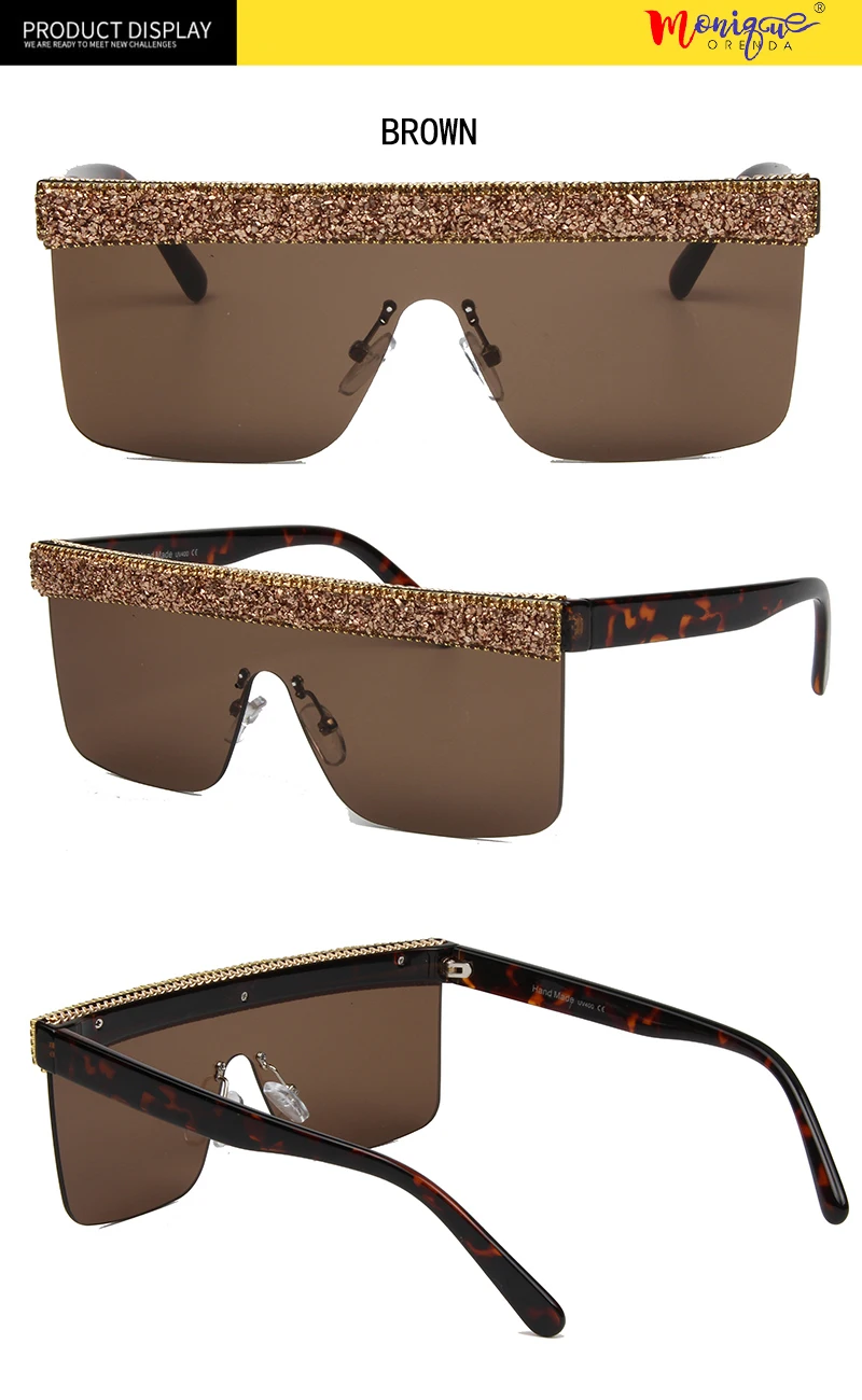 Солнцезащитные очки больших размеров, мужские винтажные Брендовые очки для вождения, женские солнцезащитные очки, стразы, плоская оправа, большая оправа, ретро очки, UV400