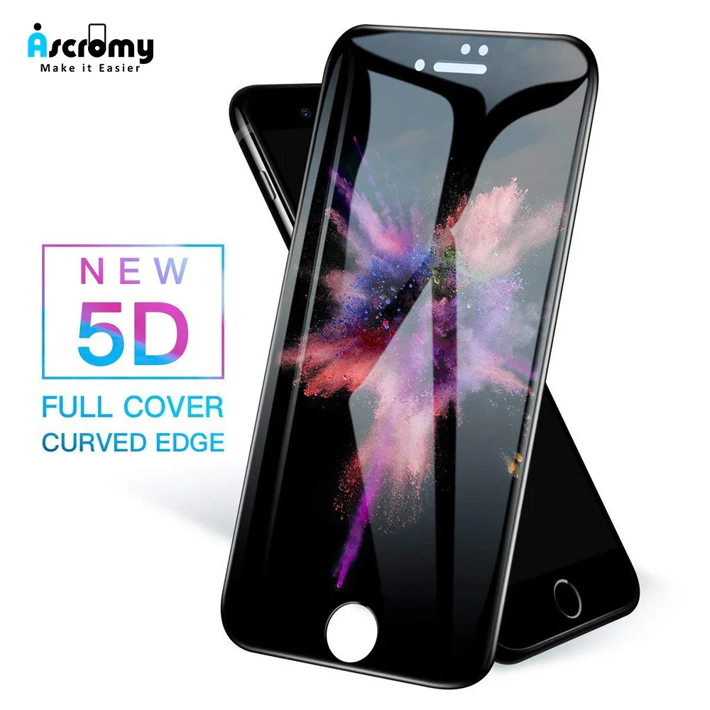 

Ascromy 2PCS 5D Screen Protector For iPhone 7 Plus Tempered Glass Protector Film 4D Screenprotector For iPhone X 8 6 6S Pelicula