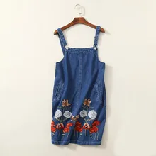 X818-3 женщин Сладкий цветочный Вышивка джинсовая юбка на подтяжках дамы Кнопки синие джинсы юбки saias