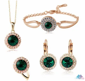 

Plated Rhinestone Crystal Romantic Moon Crystal Weddings Jewelry Gift Top Quality sets ring bracelet Necklace Earrings
