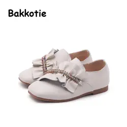 Bakkotie 2018 Новый Осень Модная одежда для детей, Детская мода для девочек балетки со стразами детская из натуральной кожи черная обувь Малыш