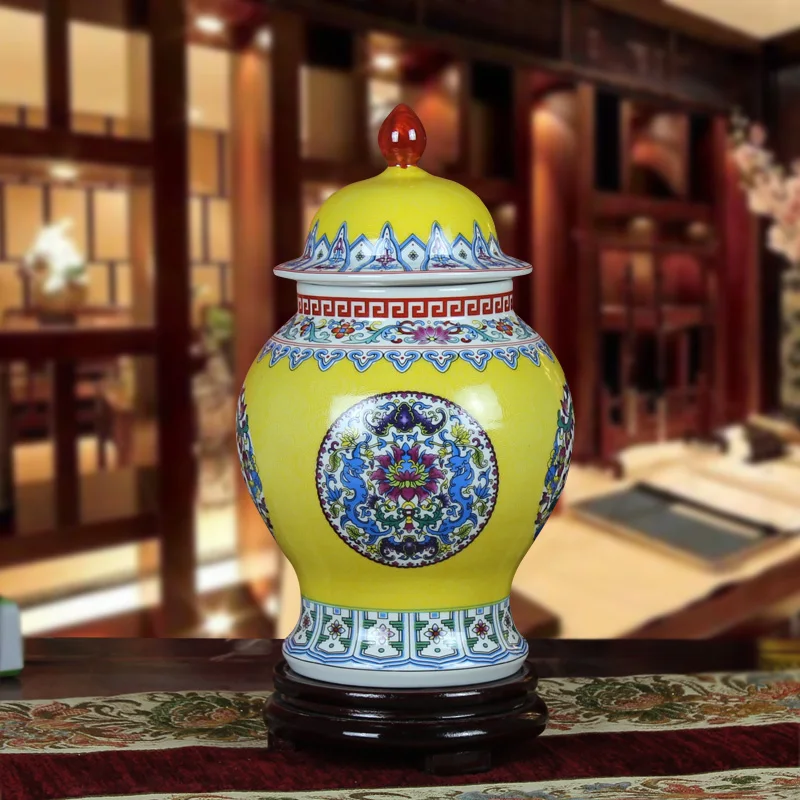 Powder enamel Jingdezhen Chinese Ginger jar Antique Ceramic Blue and