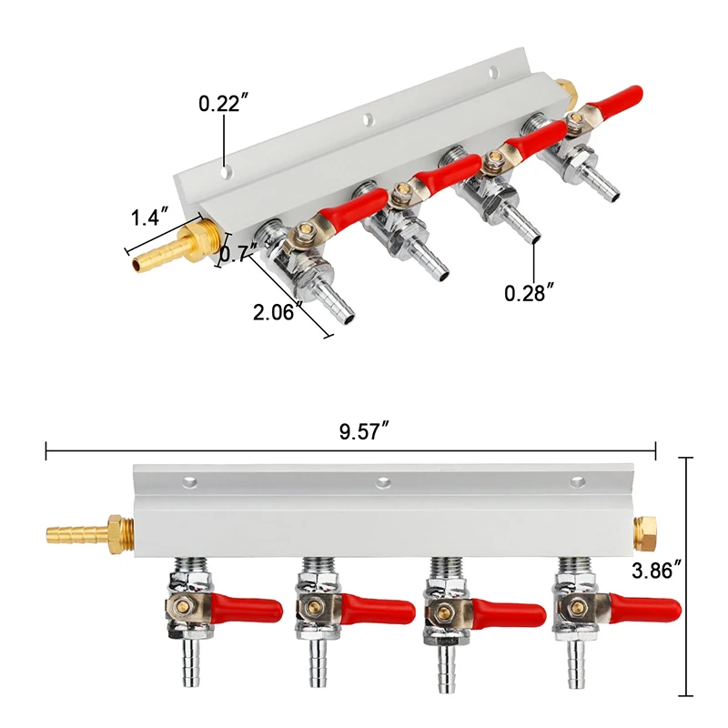 4 способ CO2 газовый распределительный коллектор с предохранительными вентилями 7 мм шланг Барб пивной кегератор дома пивоварения