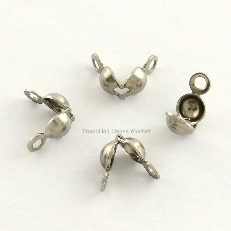 500pcs Stainless Steel Open Clamshell Bead Tips Knot Covers for Jewelry