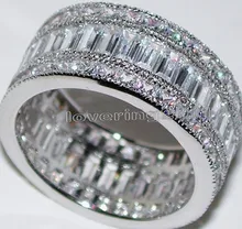 Victoria Wieck completo princesa cut Topaz diamante simulado blanco de 10KT Gold Filled Engagement Wedding Band Set anillo Sz 5-11 regalo