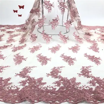 

African Lace Fabric 2018 Red Milk silky Lace Fabrics High Quality net Lace Embroidery French Tulle Lace Fabric For WeddingJX1396
