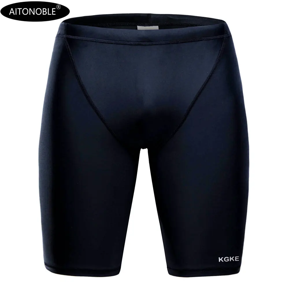 

2019 AITONOBLE MEN'S SWIM JAMMERS COMPRESSION FASHION SOLID SWIMSUIT TRUNKS LONG SWIM BOXER TRAINNING SURF
