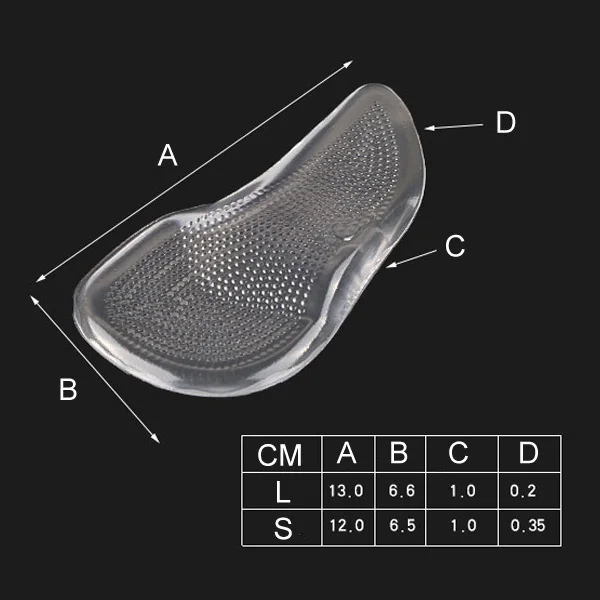 

Hot 4pcs Silicone Gel Orthotic Arch Pad Arch Support Insole Flat Foot Relieve Pain Orthopedics Insert BVN66