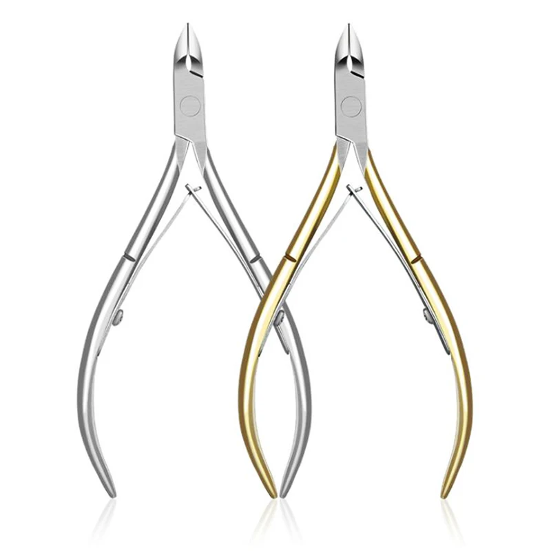 

Gold and Silver Stainless Steel Nail Cuticle Scissor Professional Double Spring Dead Skin Remover Manicure Nail Art Tool L30CH