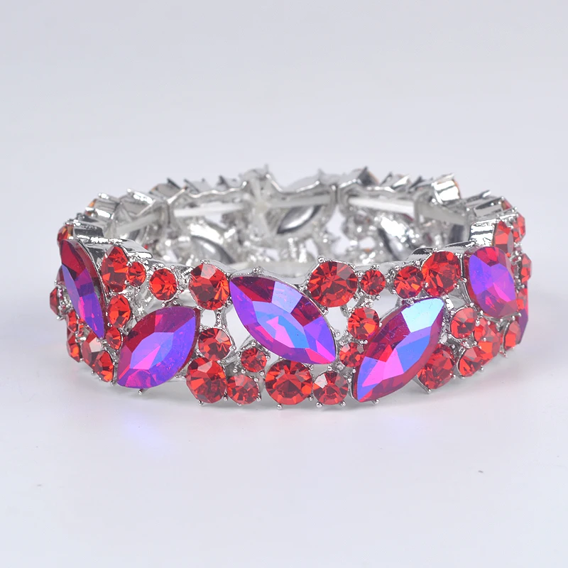 

Fashion AAA Crystal Cuff Bracelets Bangles Big Stretch Bangle for Women Indian Bridal Bracelet Jewelry Gift for Girls Bridal