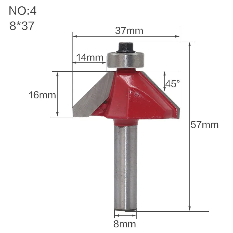 45 градусов фаска край формирующий маршрутизатор бит-" хвостовик - Длина режущей кромки: NO4