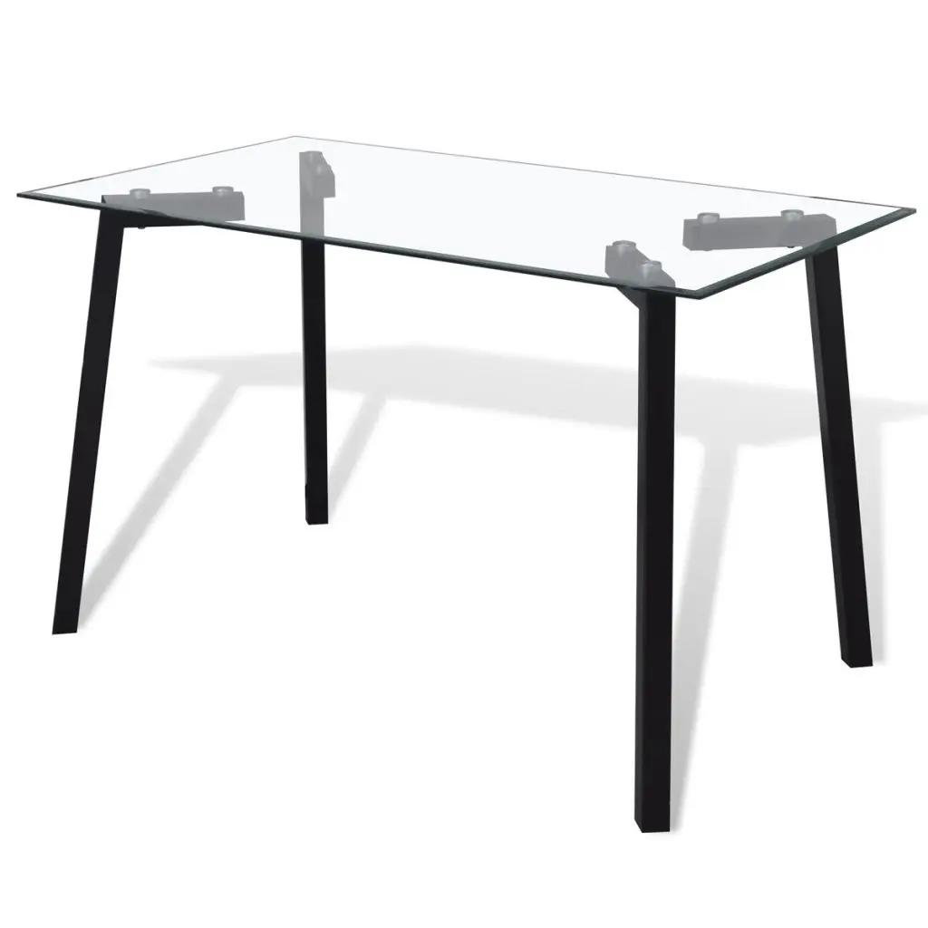 vidaXL Transparent Tempered Glass Top Dining Table with Steel Legs Powder-Coated vidaXL Transparent Tempered Glass Top Dining Table with Steel Legs Powder-Coated