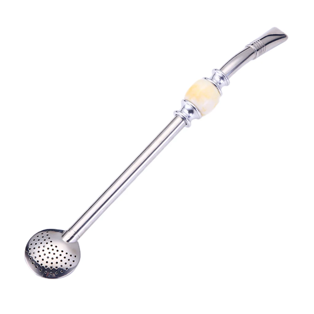 

Stainless Steel Yerba Mate Straw Spoon Bombilla Tea Strainer Filter Colander Yellow for Kitchen Dining Bar Picnic BBQ Party Aces