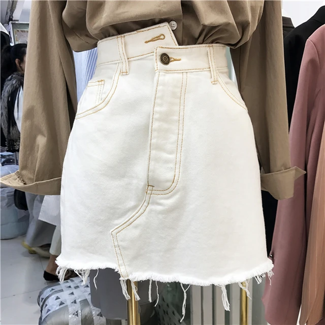 denim fur skirt