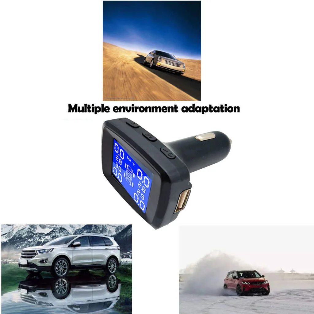 Автомобильный TPMS USB Зажигалка USB штекер система мониторинга давления 4 Внешний датчик ЖК-экран датчик для шин для автомобиля
