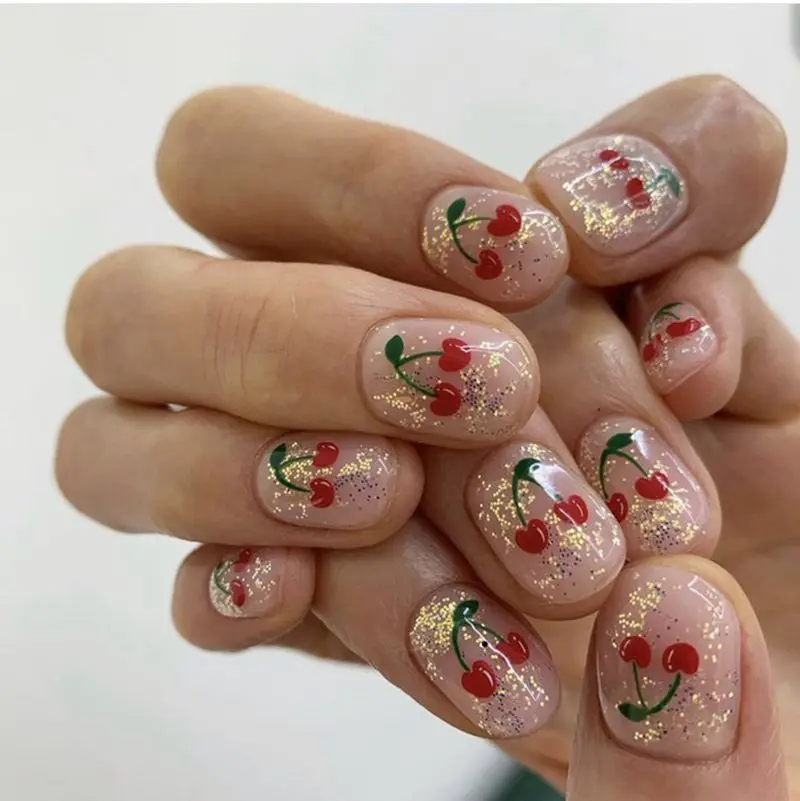 

1 Sheet Fruit Design Nail Art Sticker Decals Summer Watermelon Pineapple Avocado Cherry Tattoos Slider Color Tips Decoration