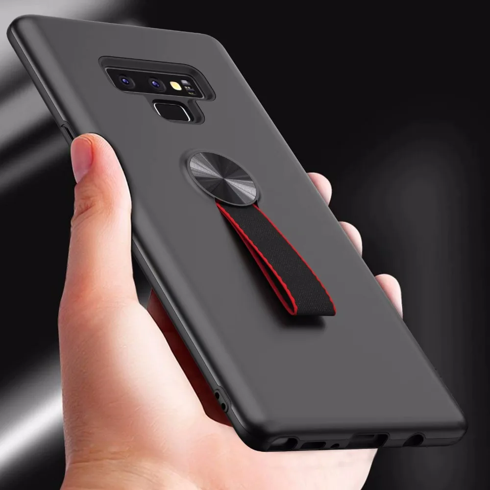 

Phone case for Samsung Galaxy S9 Plus Note 9 Finger Ring Car Holder Magnetic Adsorption Hybrid 2 in 1 PC TPU Slim Armor cover