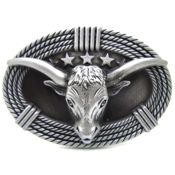 

Oval Rope And Bull Head Western Belt Buckle