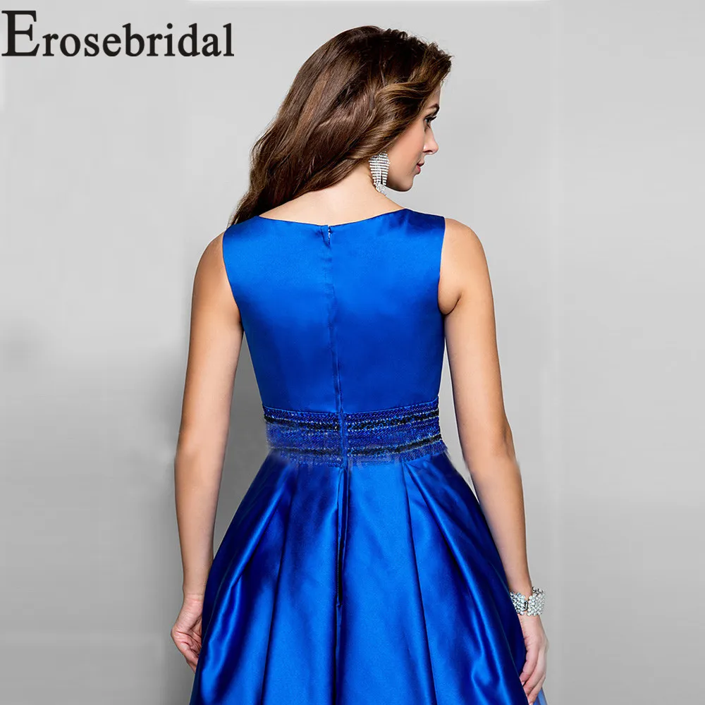 Королевское синее атласное вечернее платье, длинное платье, вечерние платья с бисером, вечернее платье для женщин Robe Soiree