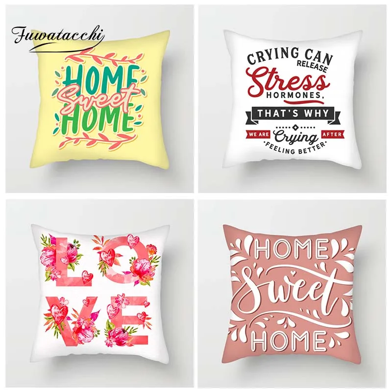 

Fuwatacchi Letter Cushion Cover Greeting Words Throw Pillow Cover Phrases Great Words Pillowcases For Home Sofa Decor