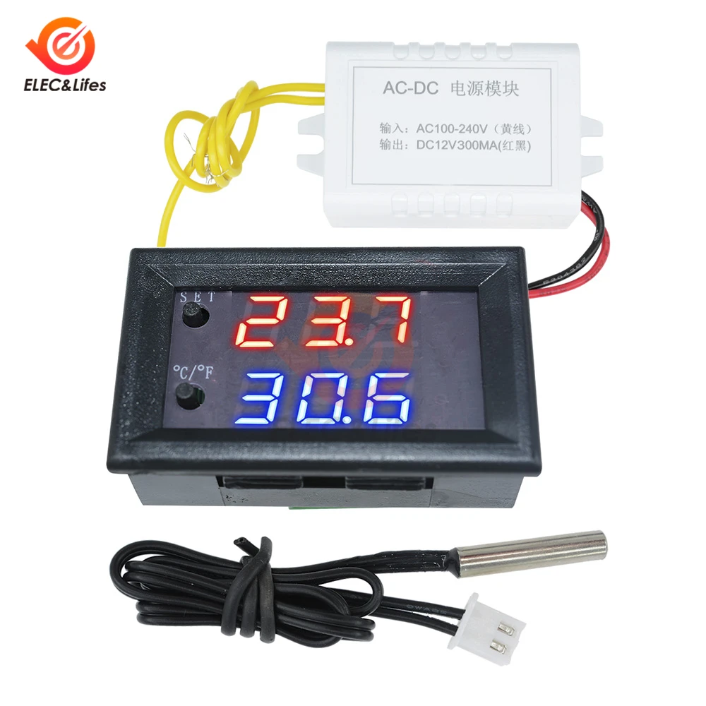 

AC 110V 220V LED Digital Heat Cool Temp thermostat temperature control switch temperature controller Thermal thermometer sensor