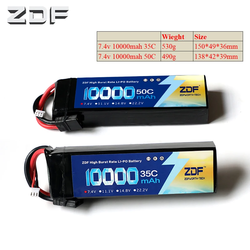 

ZDF New Arrived RC Lipo Battery 2S 3S 7.4V 11.1v 10000mah 35C 50C Max 70C 100C For Airplane Traxxas Car RC Truck free shipping