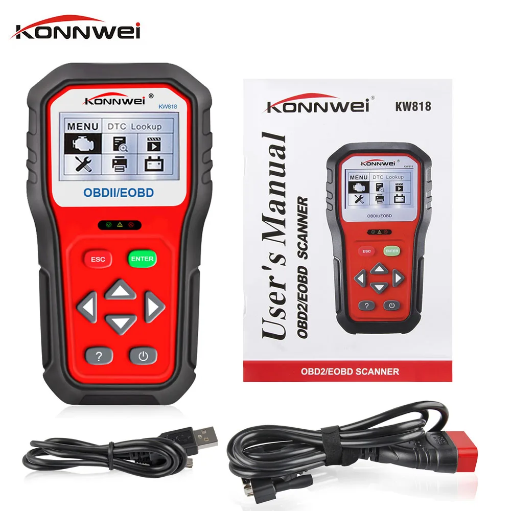OBD2 KONNWEI KW818 Diagnostics Tool Universal OBDII Vehicle Engine Diagnostic Codes Reader Full OBD/EOBD Function Scan Tool NEW obd ii auto code scanner kw850 universal obd ii vehicle engine diagnostic codes reader full obd2 eobd function scan tool check