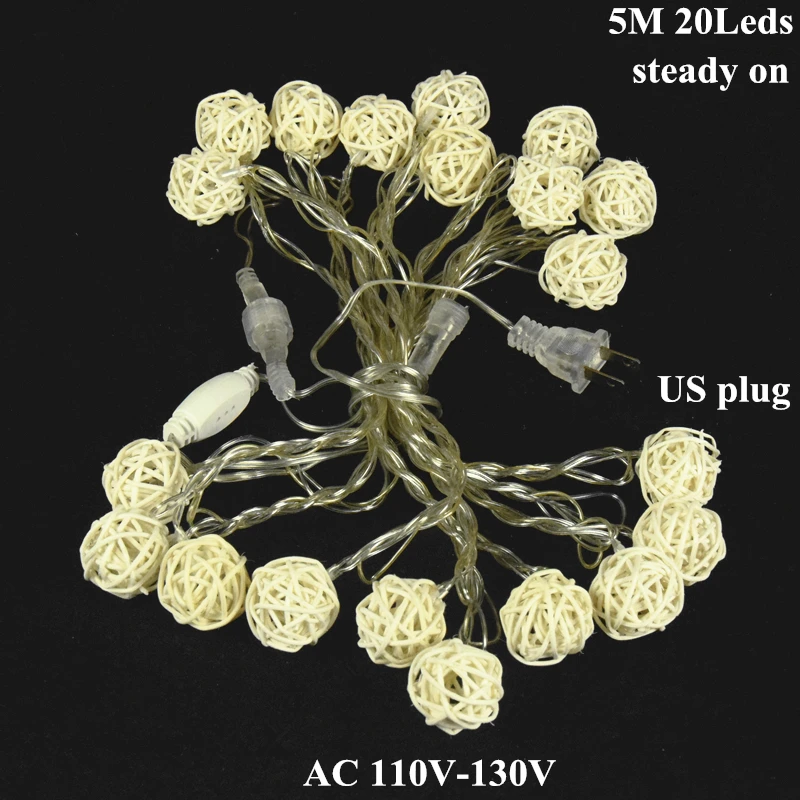 AIFENG светодиодная гирлянда из ротанга 1,2 м 2,5 м 5 м 10 м из ротанга, светодиодная гирлянда, сказочные огни для рождественской свадебной
