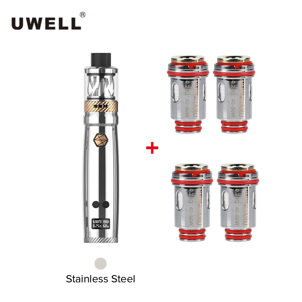 Uwell Nunchaku комплект и 5 мл танк распылитель uwell nunchako катушка электронная сигарета большое облако 80 Вт низкая мощность Vape танк - Цвет: Stainless Steel