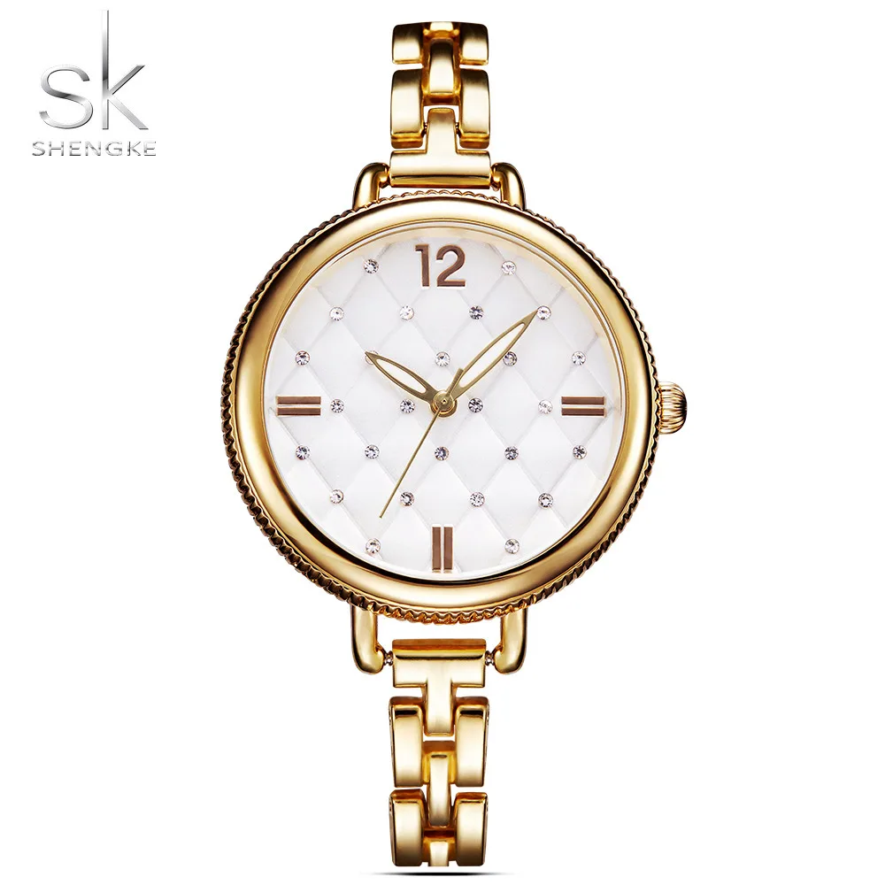 Shengke Новый Для женщин модные наручные часы Для женщин бренд кристалл Элегантные часы женские ювелирные платье кварцевые часы Reloj Mujer