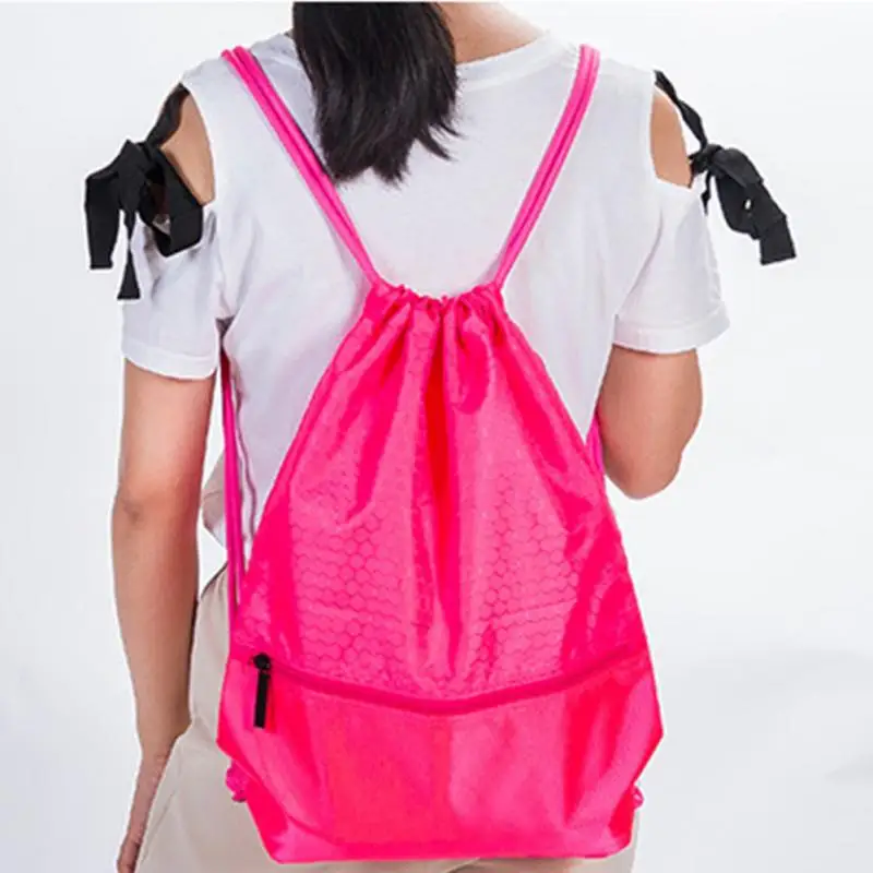 Портативная спортивная сумка из полиэстера с толстым шнурком для верховой езды рюкзак для спортзала на шнурке сумка для обуви одежда рюкзаки водонепроницаемые - Цвет: rose red