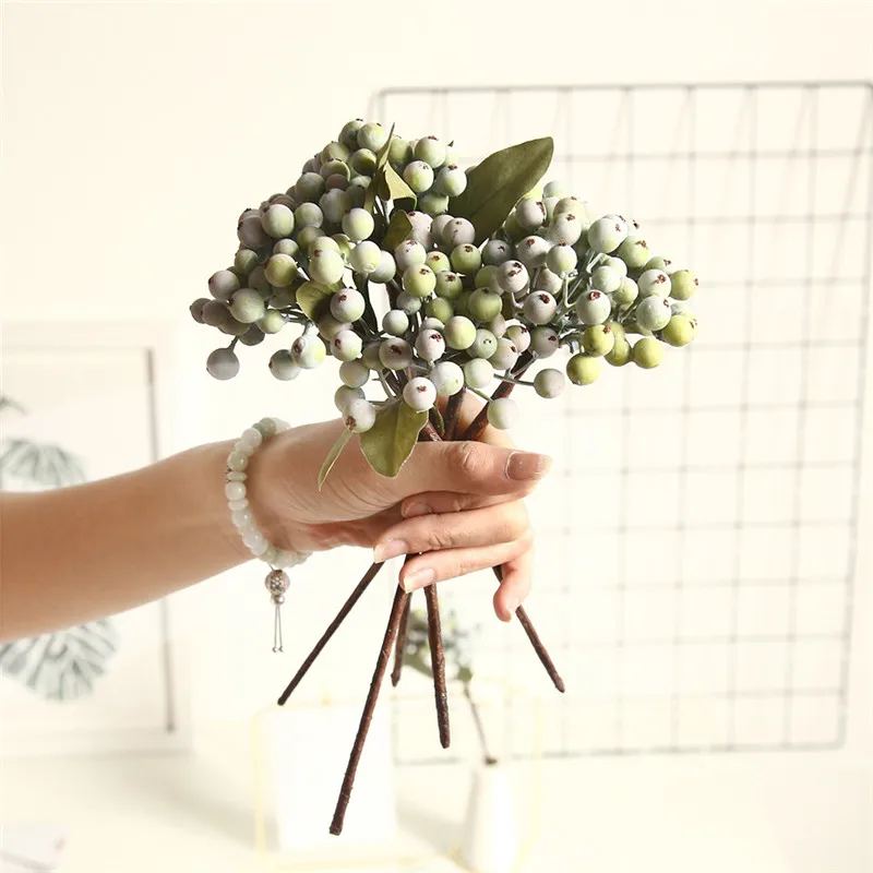 

1 Piece Green Single Bean Simulation Artificial Plants Flowers Household Wedding Spring Summer Living Room Small Berry Decor Hot