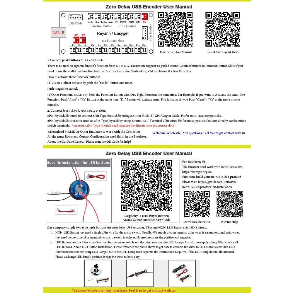 Reyann нет задержки аркадные игры; USB энкодер ПК в Sanwa Джойстик и sunway кнопка для USB мини корпус для MAME& RetroPie DIY проектов