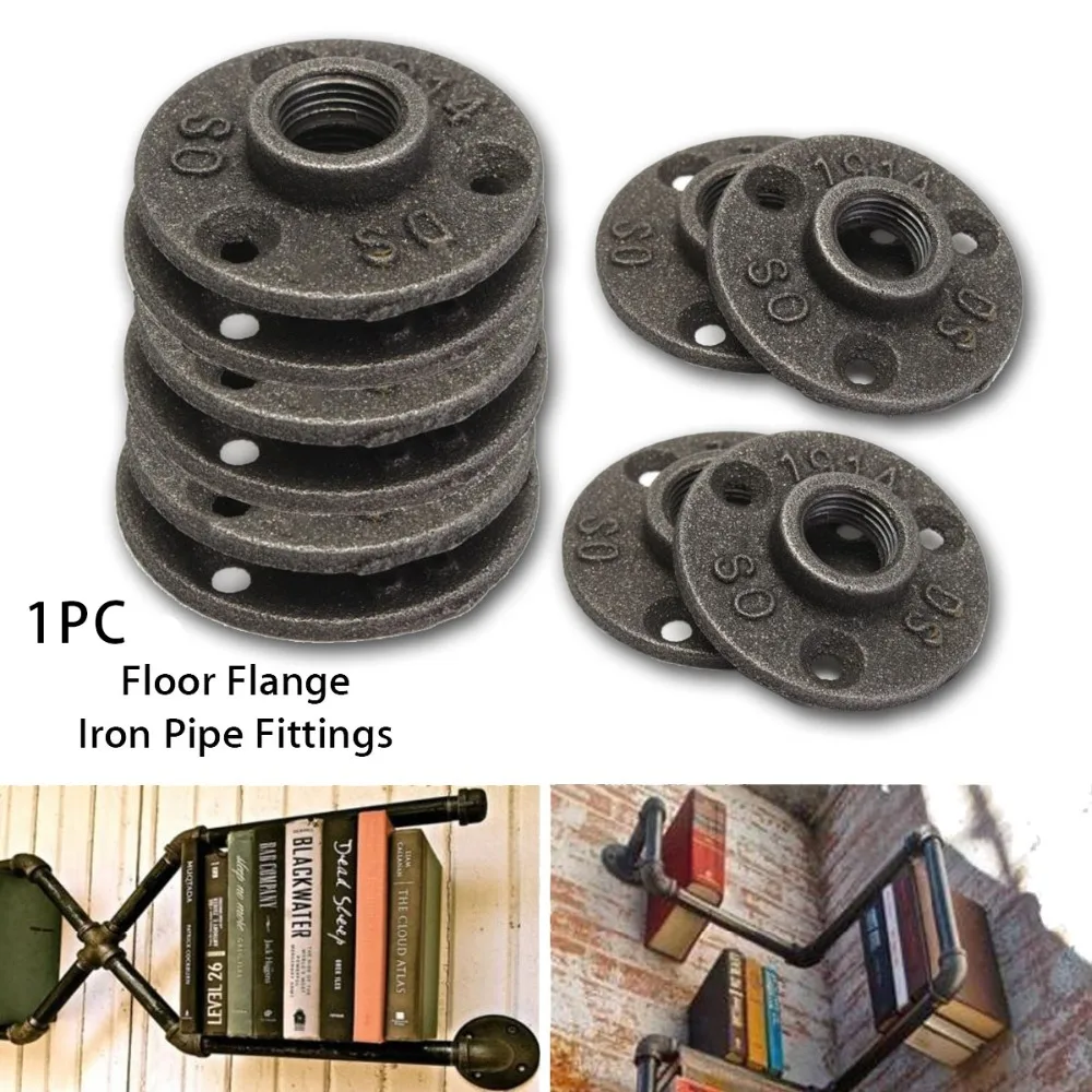 1PC-1-2-3-4-Black-Decorative-Malleable-Iron-Floor-Wall-Flange-Malleable-Cast-Iron-Pipe
