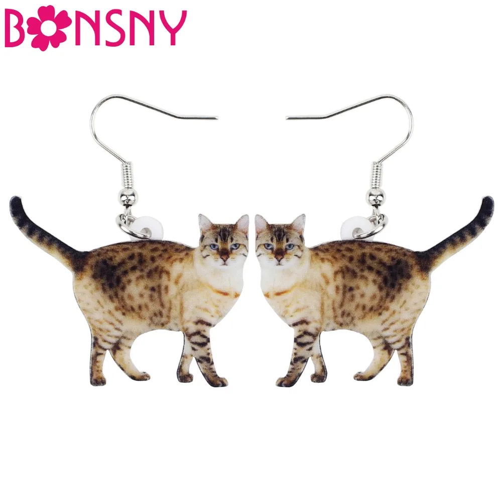 

Bonsny Acrylic Cartoon Cat Kitten Big Long Dangle Drop Earrings Fashion Animal Jewelry For Girls Women Ladies Teens Accessories
