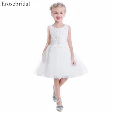 Beautiful 2019 A Line Flower Girls Dresses Erosebridal White Wedding Girl Dress Appliques Bodice Party Wear Zipper Back BH-3663 Beautiful 2019 A Line Flower Girls Dresses Erosebridal White Wedding Girl Dress Appliques Bodice Party Wear Zipper Back BH-3663