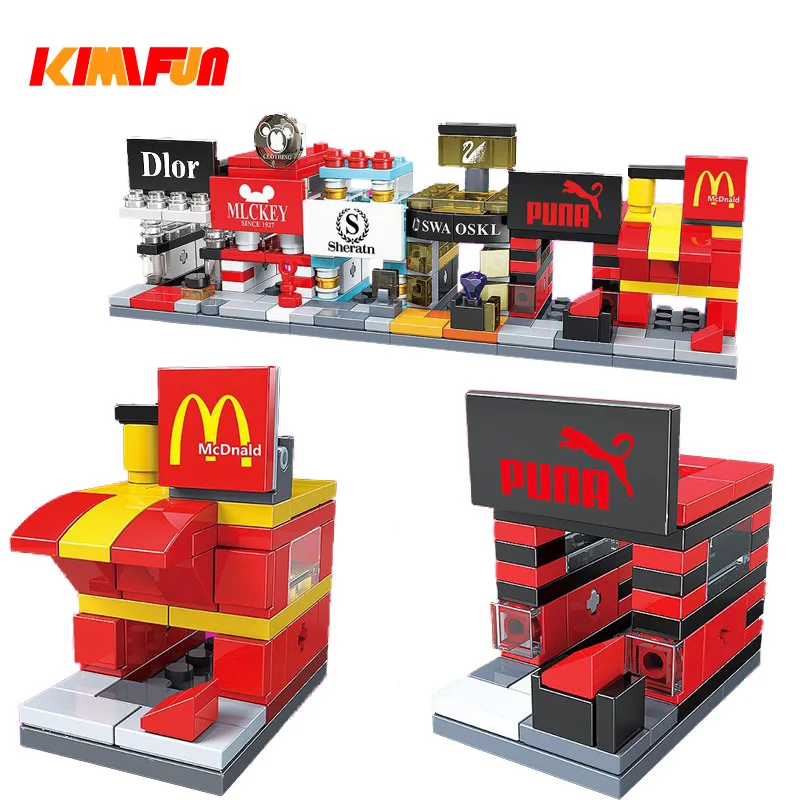 

6pcs Building Blocks Mini Street City 3D Model Retail Brick Store Shop Cafe Architecture Classic Toy Gift Compatible