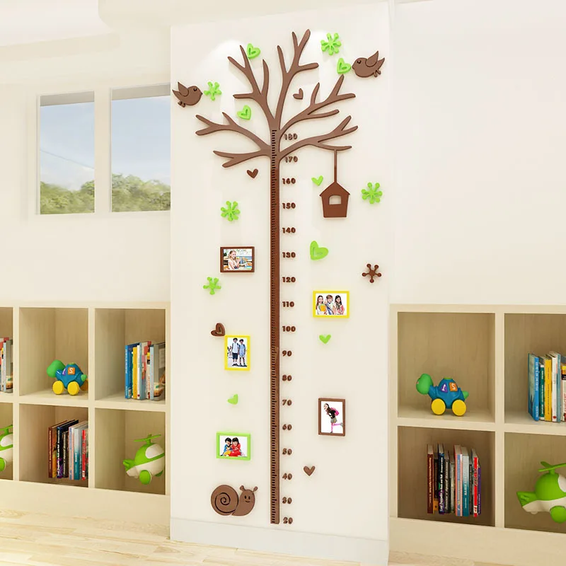 Акриловая 3D Наклейка на стену, фоторамка, дерево, 3d Наклейка на стену, детская комната, мультяшная Детская Наклейка на стену, для спальни