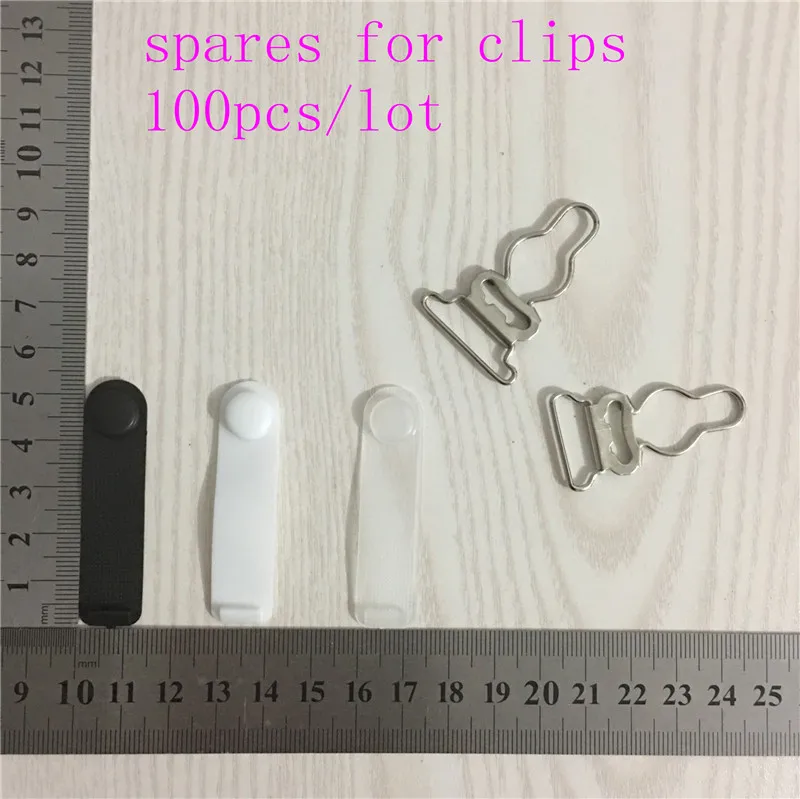 

(100 pieces/lot) 52mm*14mm Black Plastic white clear for garter clips spares