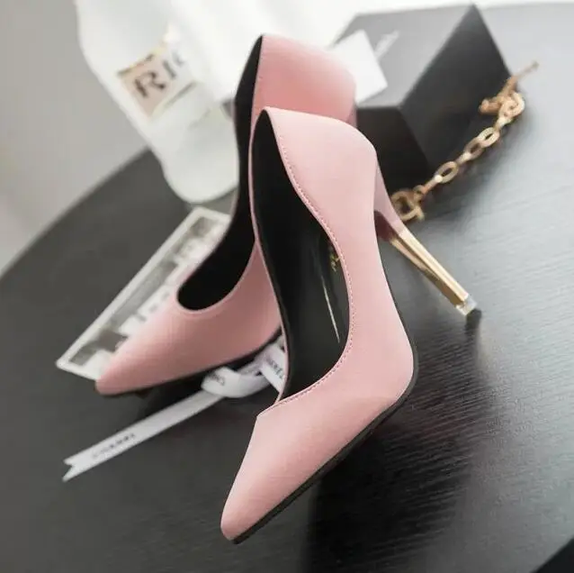 

New spring and summer Korean version of super temperament single shoes shallow mouth pointed high heels stiletto sexy pink hi