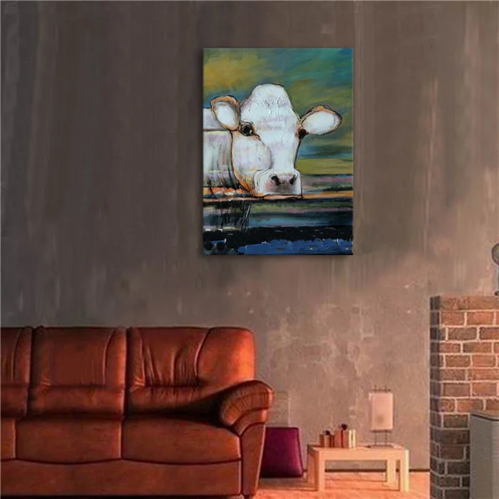 

Frameless 100% Handpainted Artwork High Quality Modern Wall Art On Canvas Animal Oil Painting Cow Hang Pictures For Room Decor