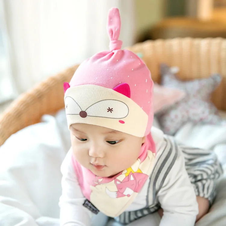 2 шт. шапочка для новорожденного нагрудник шарф комплект для малышей muts Милая лиса девочек кепки мальчиков muts хлопок мальчик девочка бандана нагрудники шапки+ sjaal костюмы
