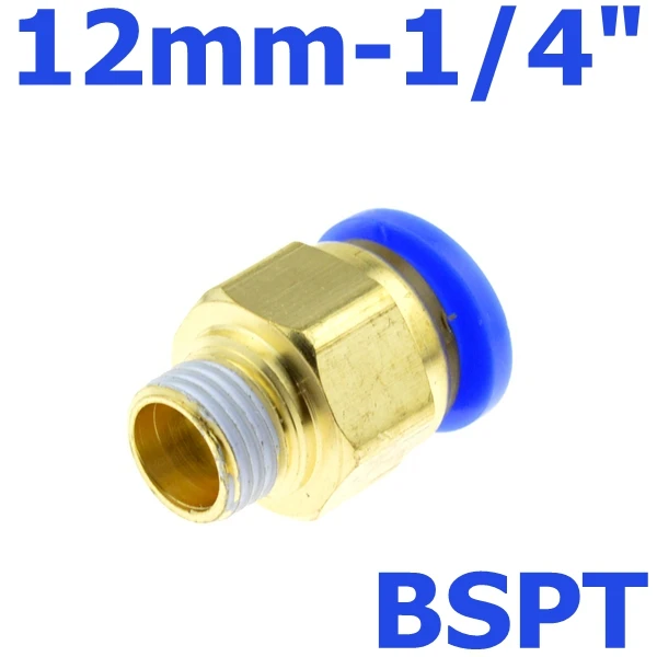 Воздушный пневматический шланг 10 мм 8 мм 12 мм 6 мм 4 мм 1/" BSP 1/2" 1/" 3/8" "с наружной резьбой соединитель для воздушной трубы быстрое соединение латунный фитинг - Цвет: PC12-02