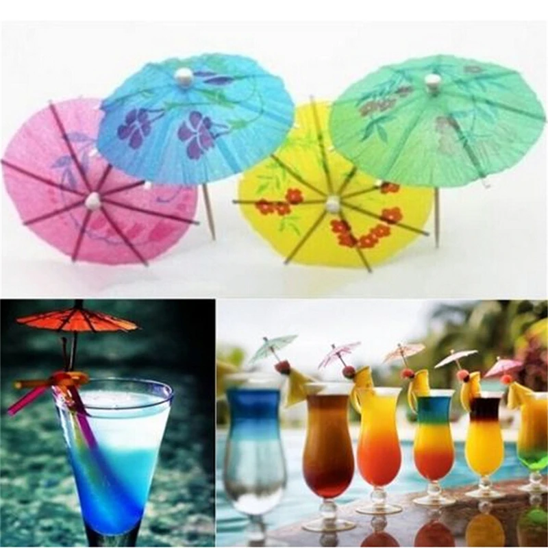 50pcs Mixed Color Cocktail papier parasols parapluies mariage fête boissons bâton